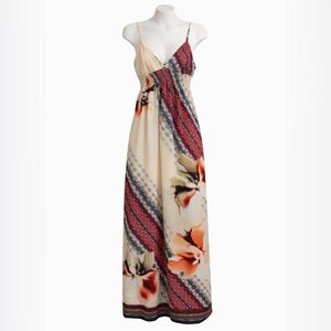 Floral Maxi Dress Size S Sheer Layer Side Slits